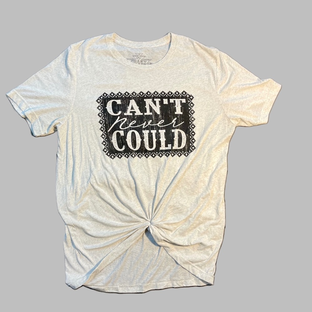 Crazy Train Western Wear Can’t Never Could Graphic Knotted Tee Size XL
